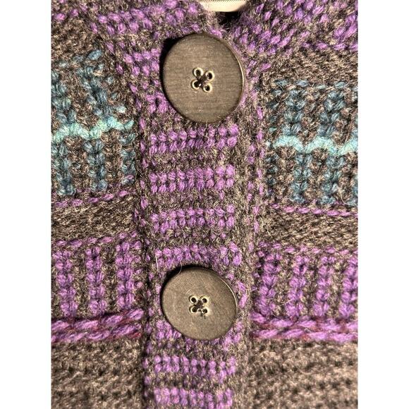 Eddie Bauer Medium Wool Blend Hooded Button Front Sweater Cardigan crop sleeve - Picture 4 of 7